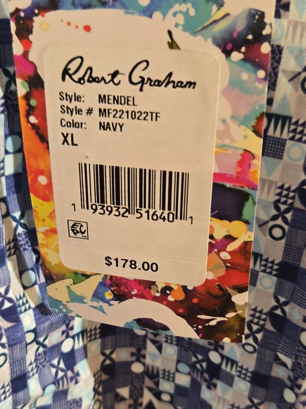 Robert Graham Blue Geometric Print Men's Shirt